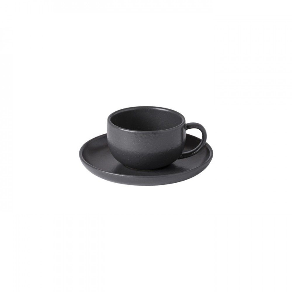 Casafina Pacifica Gedeck Kaffee/Tee 2-Teilig, Ober- und Untertasse, anthrazit/grey, 0,22 L