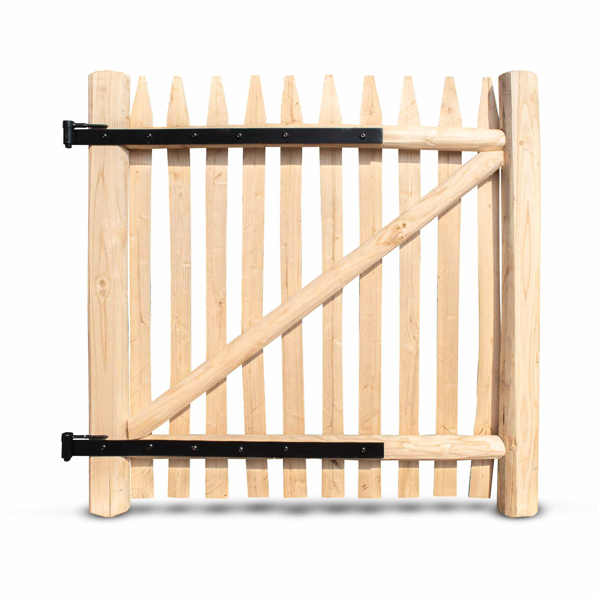 182260-zwilling-2 Deluxe Staketenzaun-Tor aus Edelkastanie (gezapft und geschraubt) inkl. Beschläge, vormontiert 120 cm 175 cm