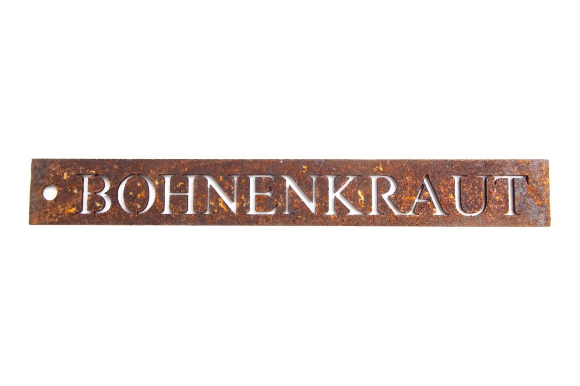 Kräuterschild, Bohnenkraut, Edelrost, 16,5x2,2cm