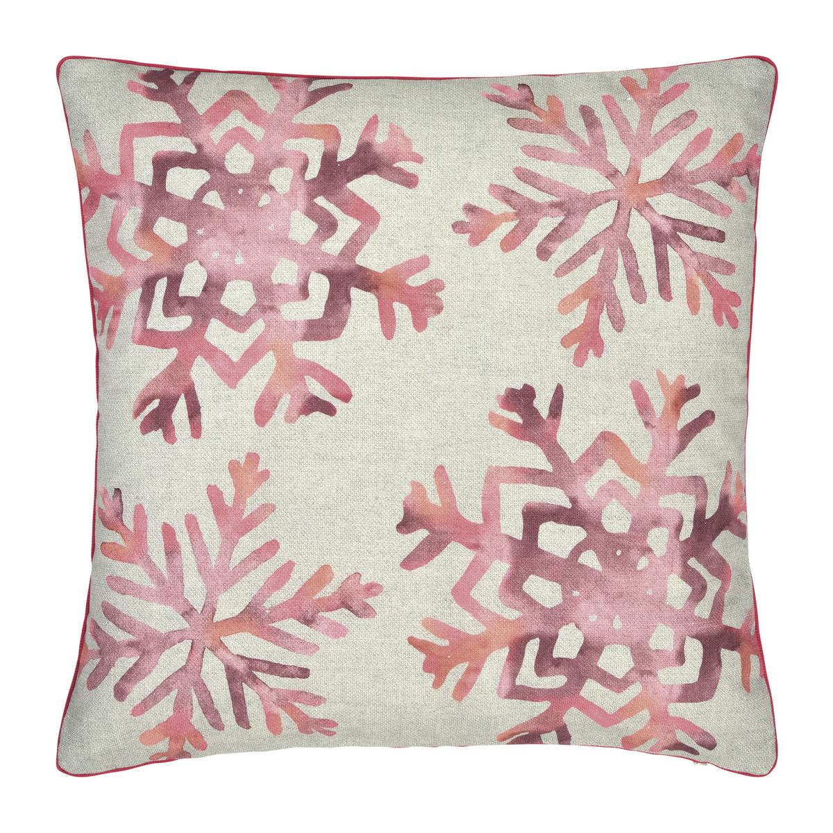 pad Kissenhülle FLAKES, Schneeflocken, pink ,grau, 45x45 cm pad Kissenhülle FLAKES, Schneeflocken, pink ,grau, 45x45 cm