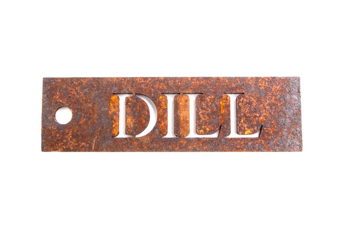 Kräuterschild, Dill, Edelrost, 7,5x2,2cm