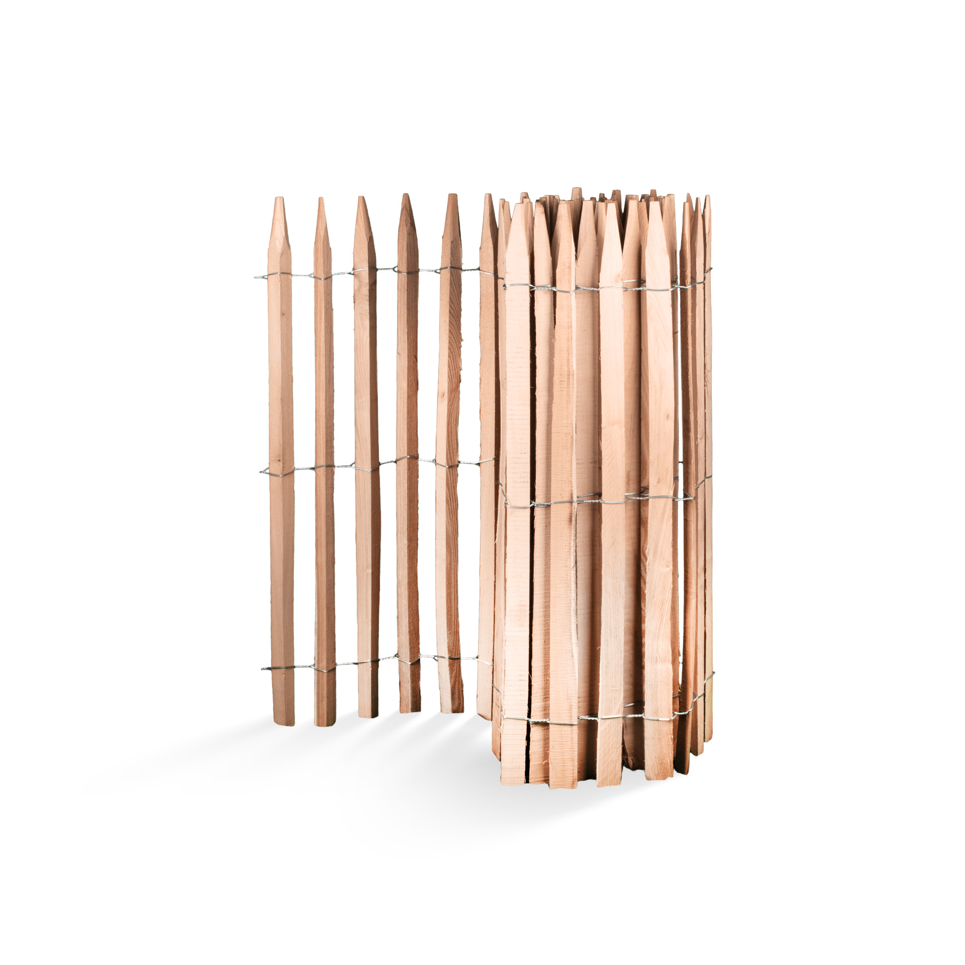 Premium Staketenzaun aus Robinie (gesägt) - Länge 5 Meter, Höhe 150 cm, Lattenabstand 6-7 cm