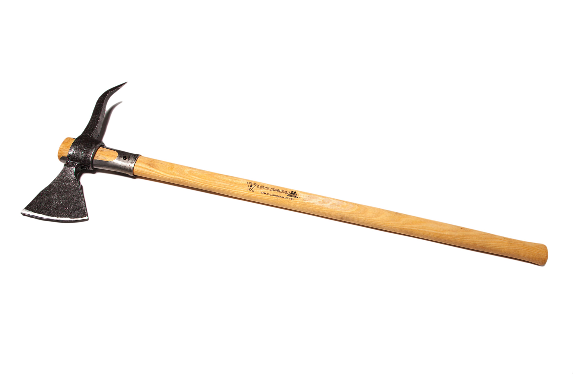 Krumpholz Sappie-Holzfälleraxt mit gefirnistem Eschenstiel (90 cm) und Metallstielschutz Krumpholz Sappie-Holzfälleraxt mit gefirnistem Eschenstiel (90 cm) und Metallstielschutz