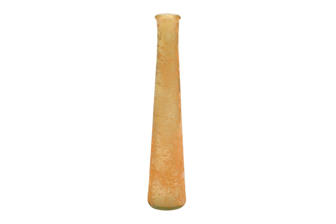 Vase schmal und hoch, ocker marmoriert, Höhe 31,5cm, Durchmesser 6cm, 100% recyceltes Glas