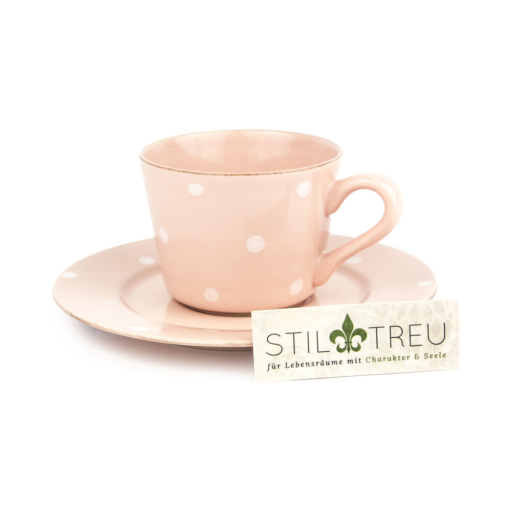 Gedeck / Kaffee / Tee 2-teilig / Ober- und Untertasse Chitra, rosa, 0,20 l