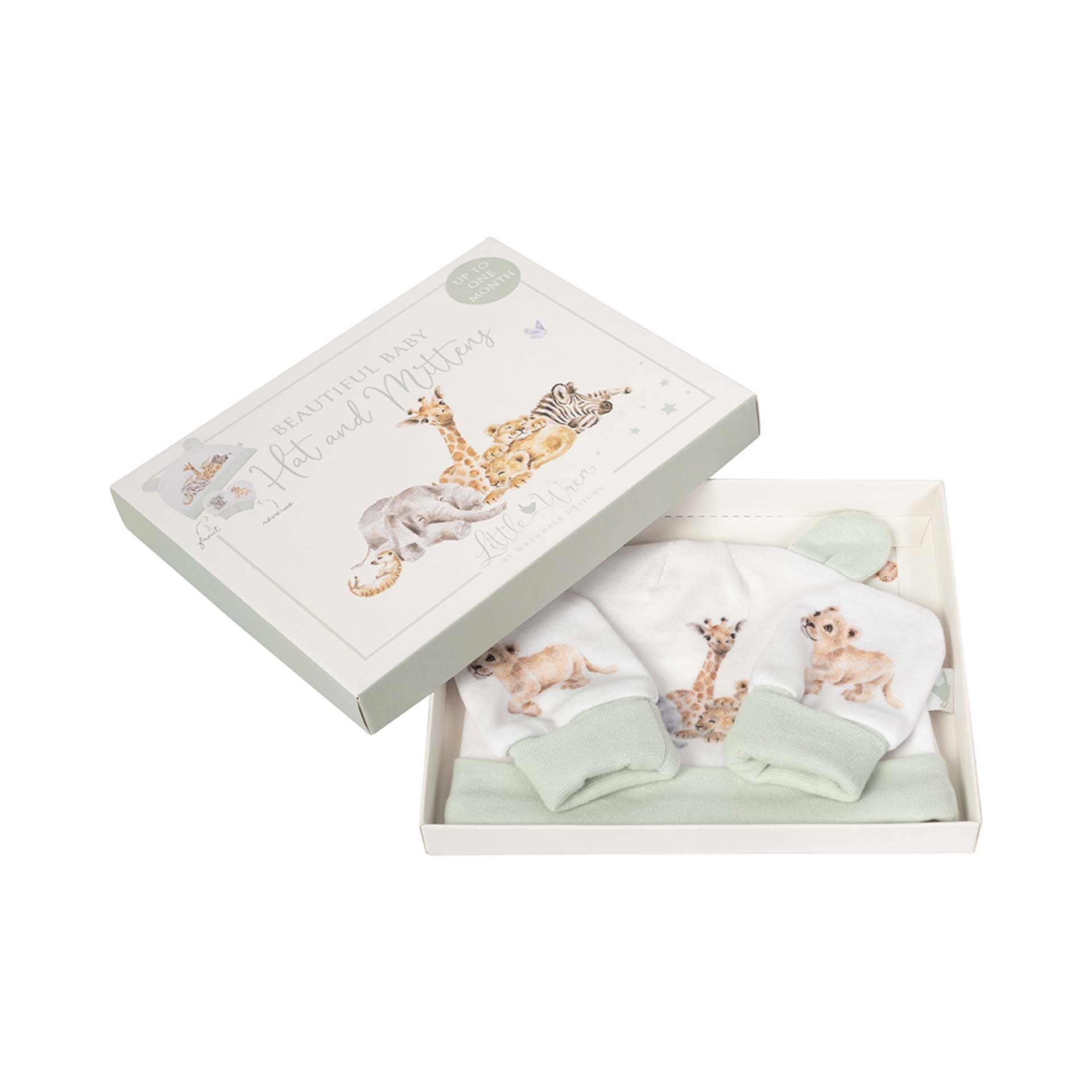 Set für Neugeborene Handschuhe und Mütze, verschiedene Zootiere " Little Savanna "