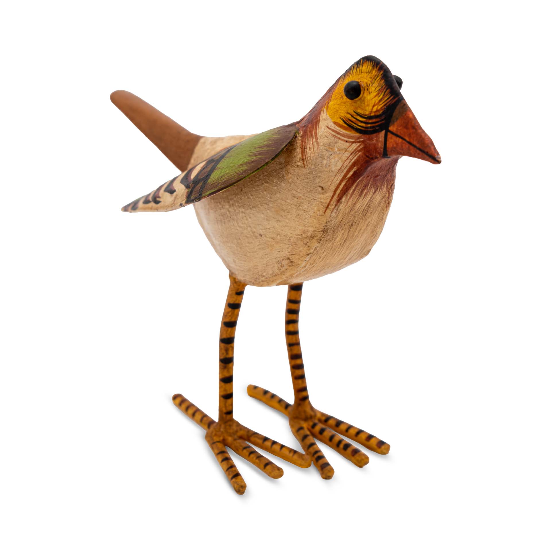 Singvogel, Metall, Farbe Braun und Grün