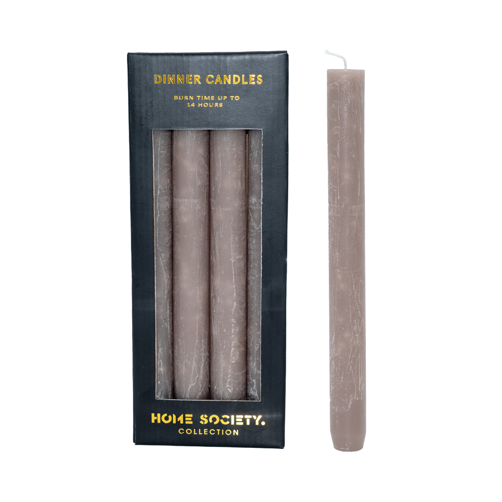 Kerze, Stabkerze, Tafelkerze L, 4er Set, braungrün