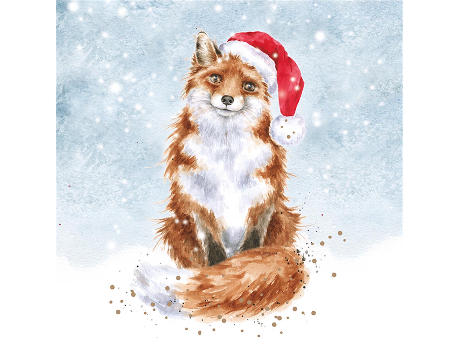 Wrendale Weihnachtskarten Set " Festive Fox", Fuchs mit Weihnachtsmütze, 8 Karten mit Umschlag und Text, 12x12 cm Wrendale Weihnachtskarten Set " Festive Fox", Fuchs mit Weihnachtsmütze, 8 Karten mit Umschlag und Text, 12x12 cm