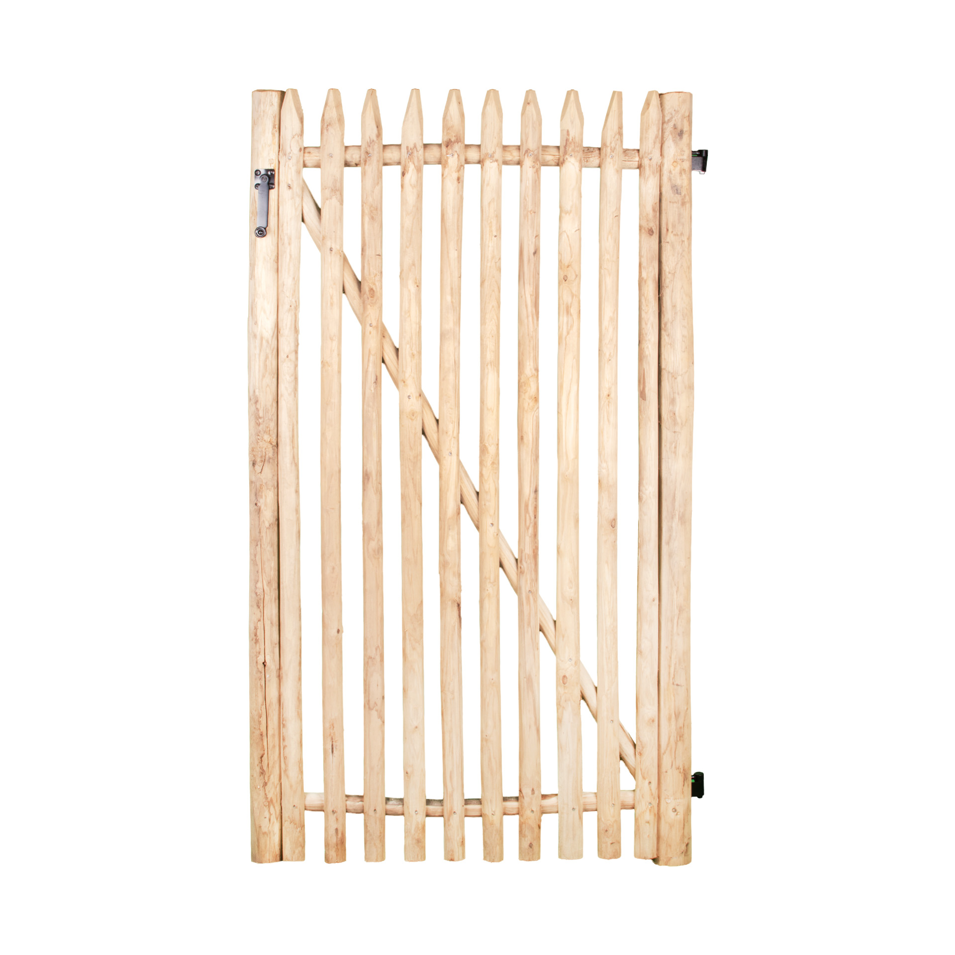 Premium Staketenzaun-Tor aus Edelkastanie (gezapft und geschraubt) inkl. Beschläge, vormontiert 175 cm,100 cm