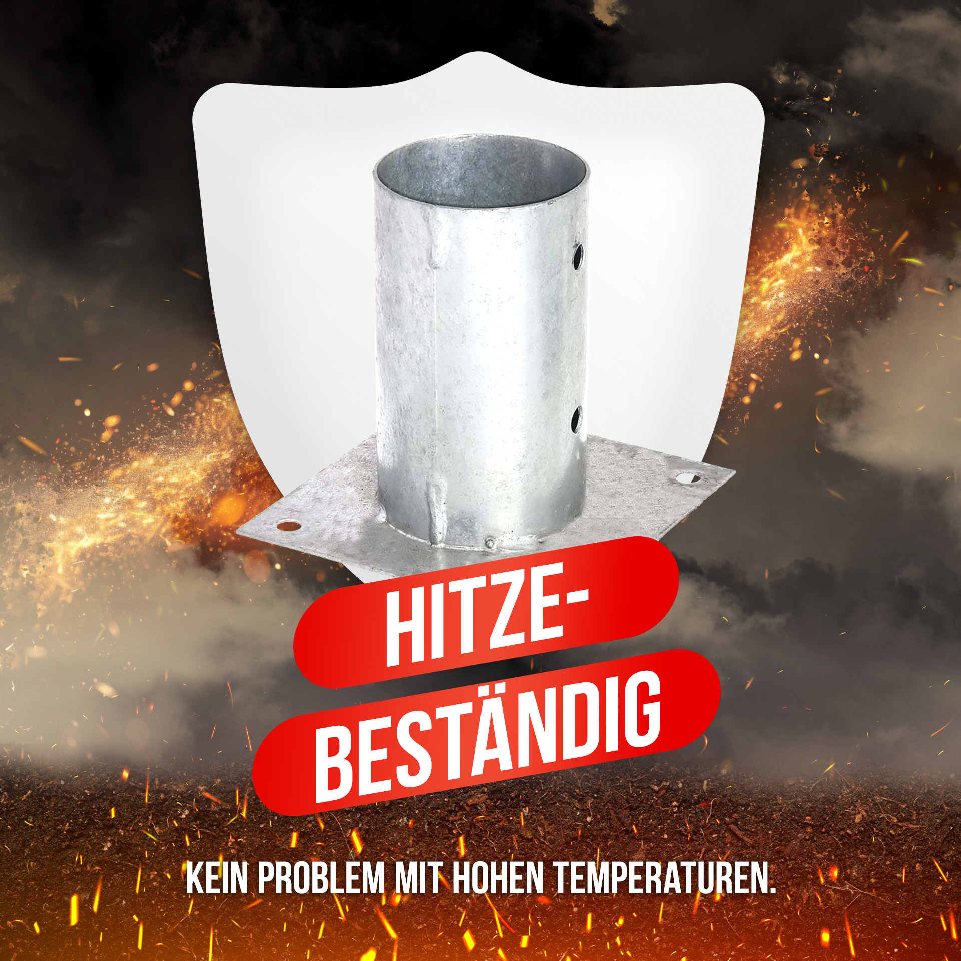 Aufschraubhülse (80 mm) für Rundholzpfosten, feuerverzinkt, silber
