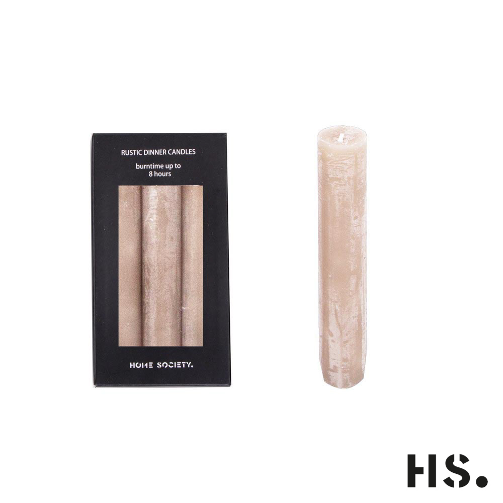 Kerze, Stabkerze, Tafelkerze S, Brenndauer 8h, 6er Set taupe braun  D 2,5 cm x 14 cm