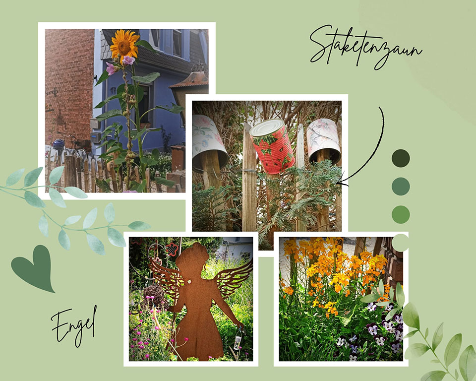 0812-1104 Collage Staketenzaun und Edelrostengel