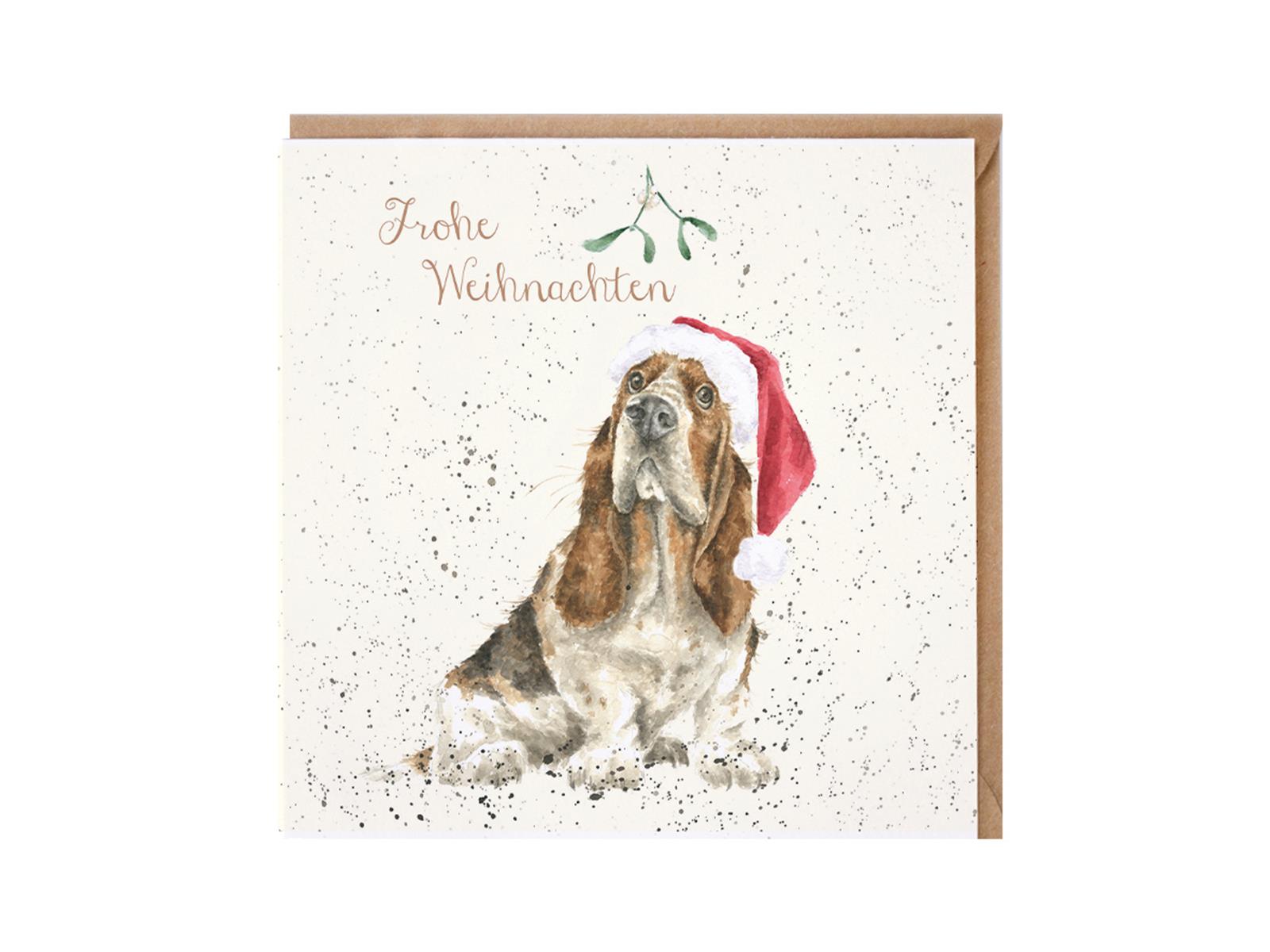 Wrendale Doppelkarte Weihnachten mit Umschlag, Frohe Weihnachten, Motiv Hund mit Weihnachtsmütze, 15x15 cm Wrendale Doppelkarte Weihnachten mit Umschlag, Frohe Weihnachten, Motiv Hund mit Weihnachtsmütze, 15x15 cm