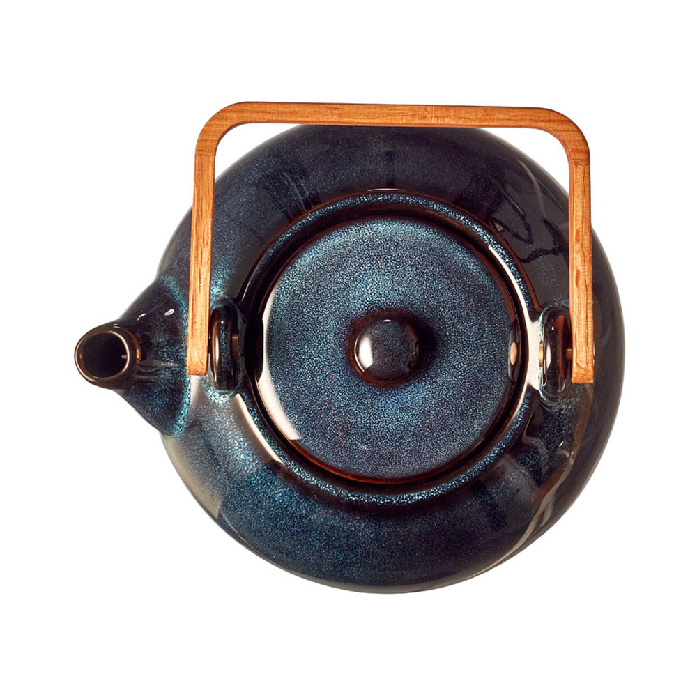 Teekanne mit Holzgriff, Dunkelblau, 1,2L