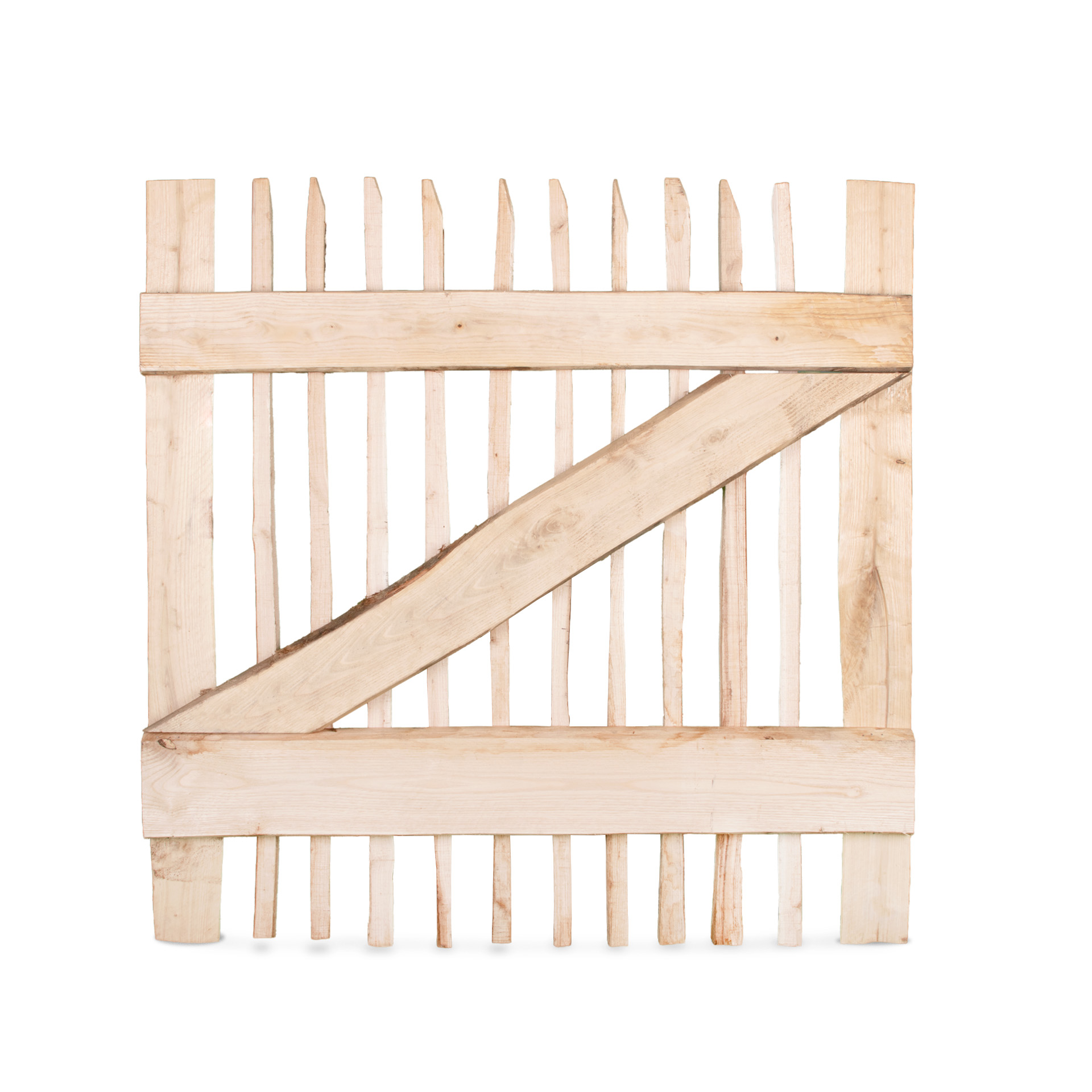 Premium Staketenzaun-Tor (genagelte Ausführung), Edelkastanie B100 cm H100 cm