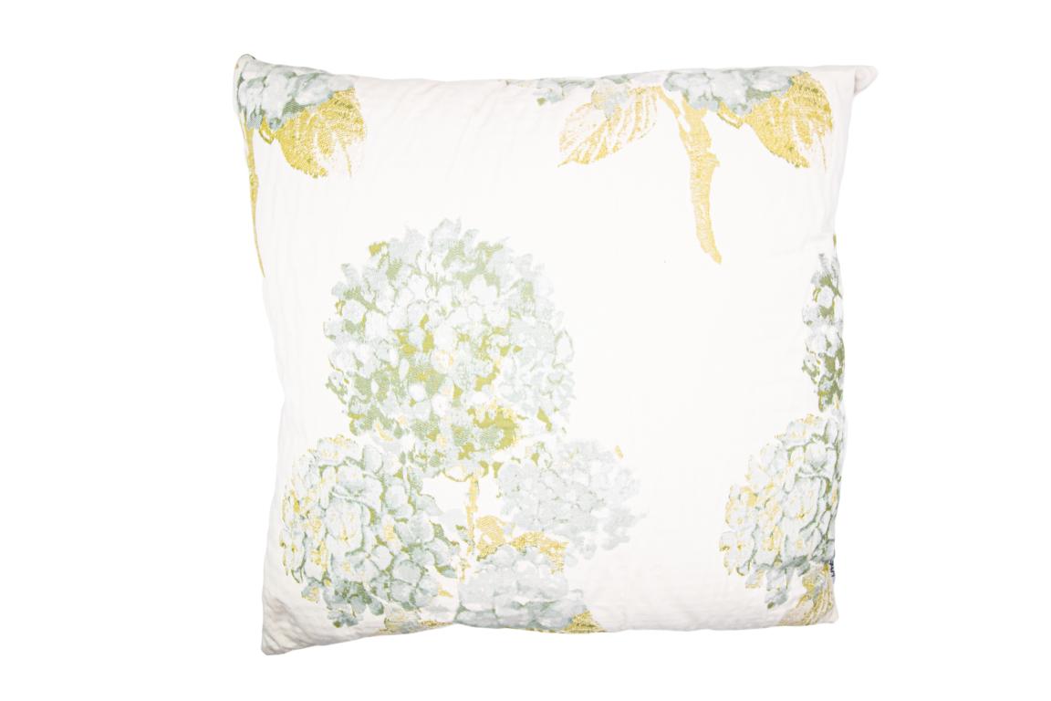 Kissenhülle Simple Bath, beige mit aqua Blumen, 60x60 cm
