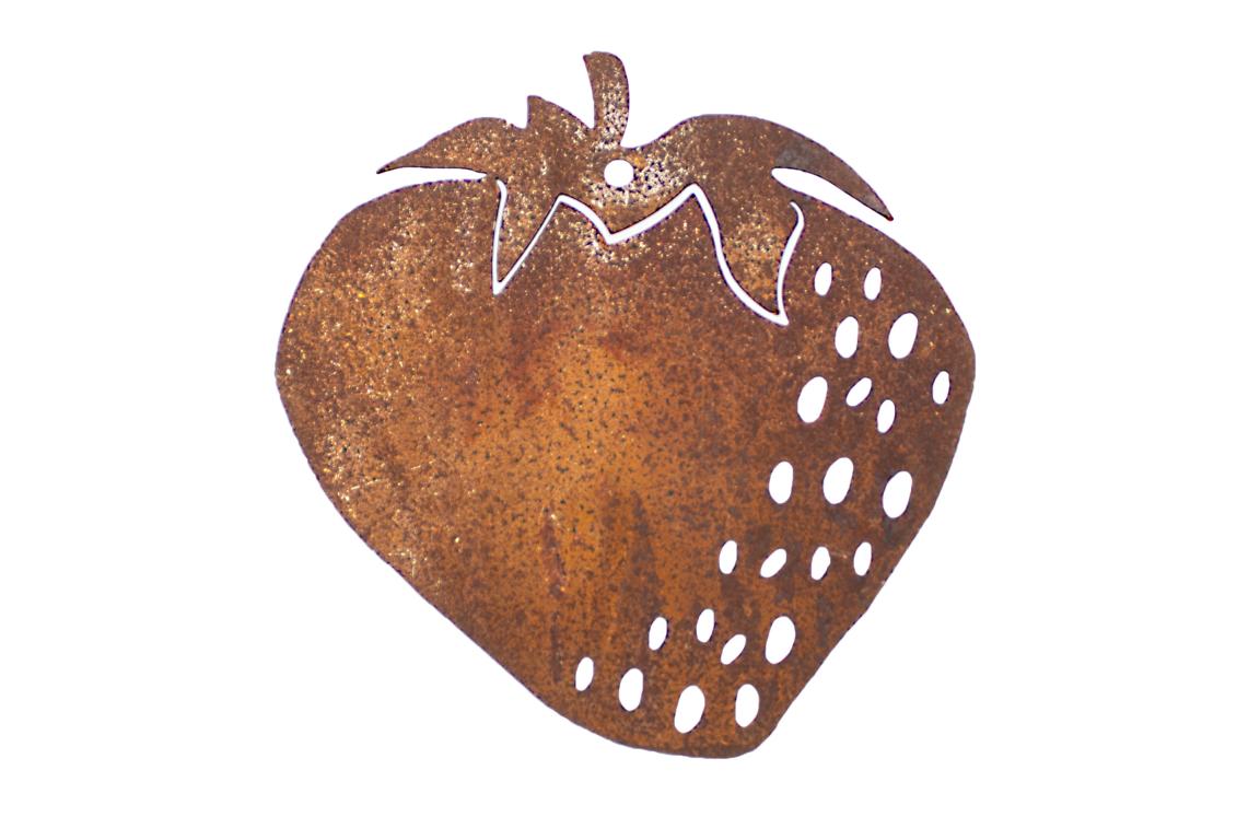 Erdbeere zum hängen, Edelrost, 12 cm
