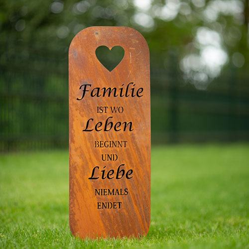 Edelrost Schild Schriftzug Familie Leben Liebe Edelrost Schild Schriftzug Familie Leben Liebe