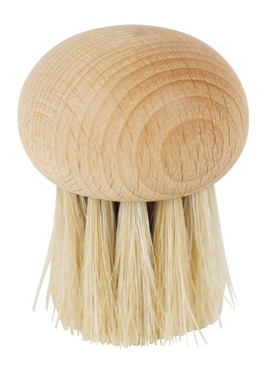 Champignonbürste rund mit Knopfgriff aus Rosshaar