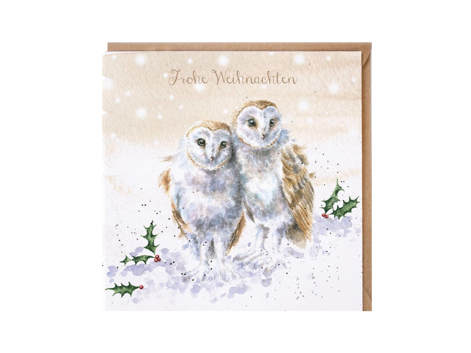 Wrendale Doppelkarte Weihnachten mit Umschlag, Frohe Weihnachten, Motiv Schnee Eulenpaar im Schnee "A White Christmas" Wrendale Doppelkarte Weihnachten mit Umschlag, Frohe Weihnachten, Motiv Schnee Eulenpaar im Schnee "A White Christmas"