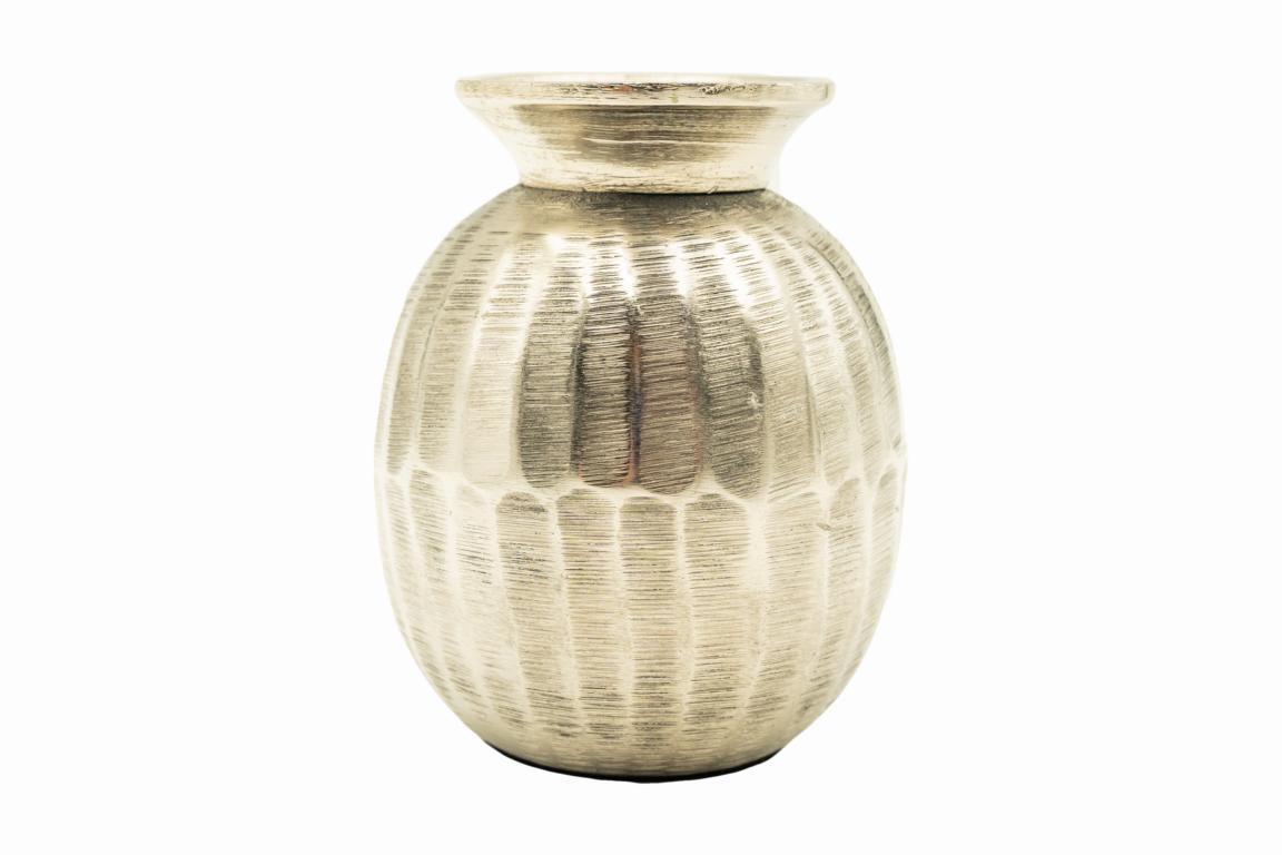 Colmore Vase, klein,bauchig, Alu /silber, Antike Optik, 9x9x11cm