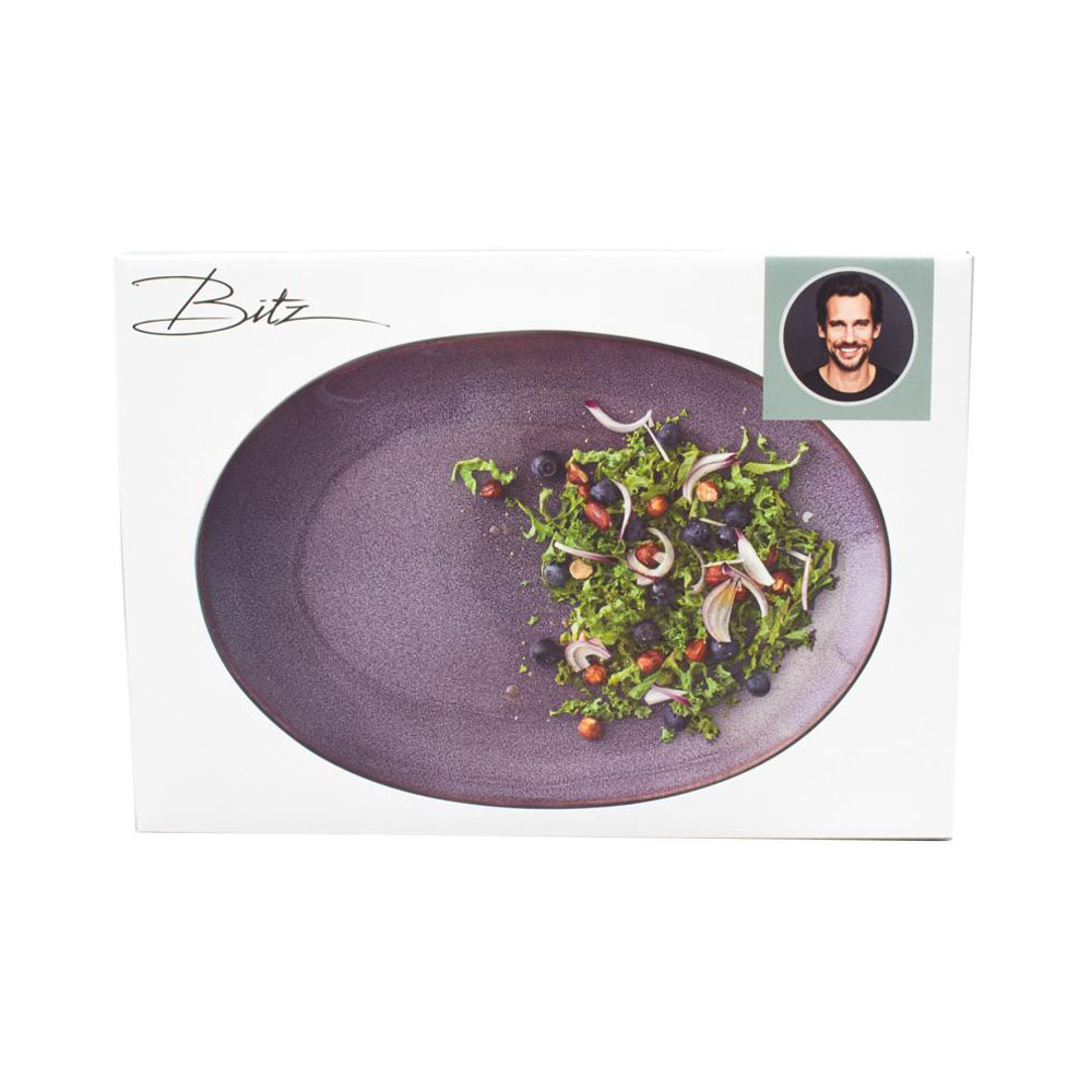 BITZ Sevierschale oval Steingut schwarz lila, 45x34cm