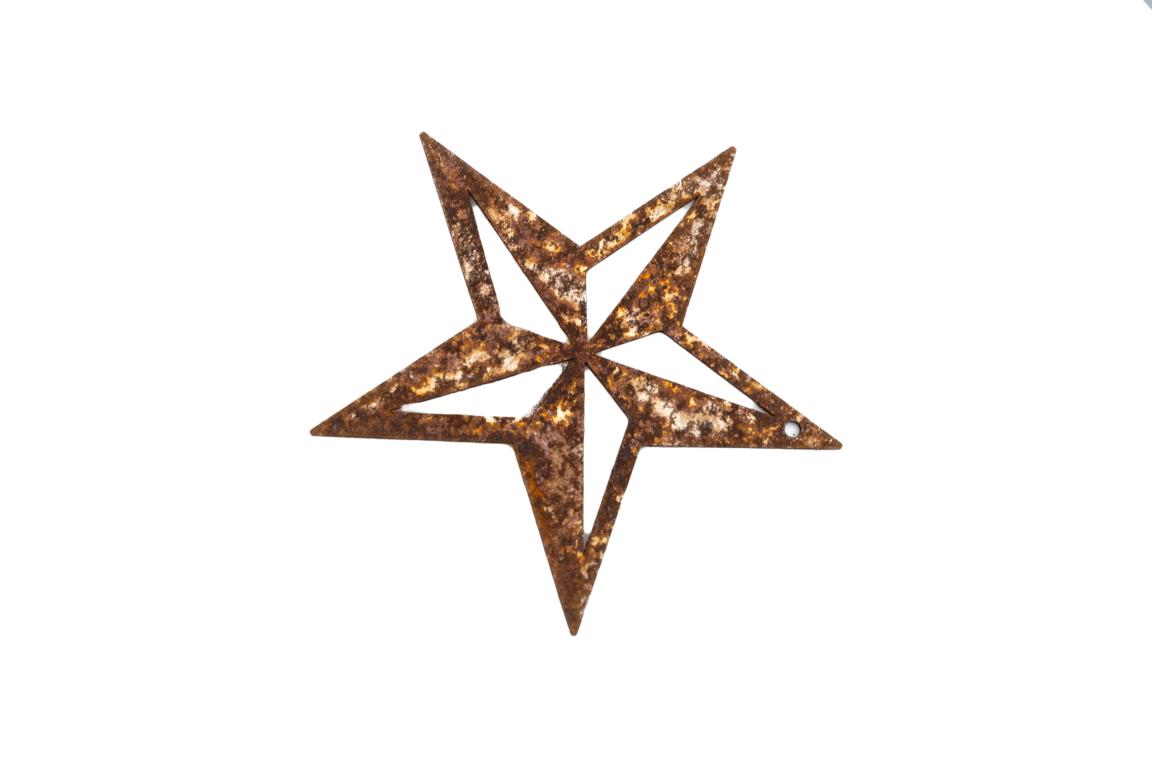Sterne mit Ausschnitten zum Hängen, Edelrost, Rost, 9 cm