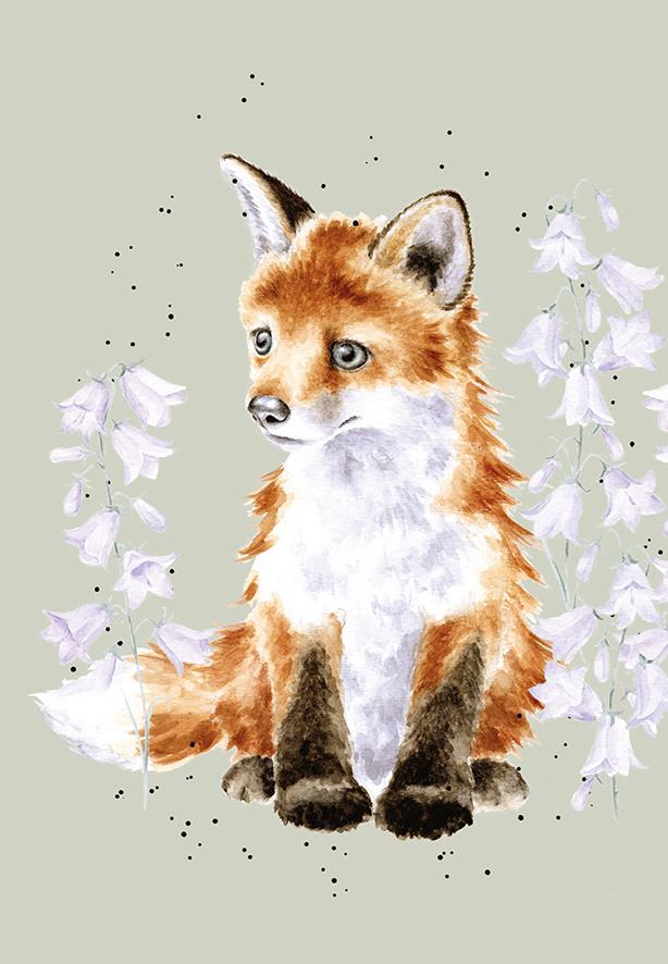 Wrendale Notizbuch, DIN A6, Motiv kleiner Fuchs sitzt, Contemplation