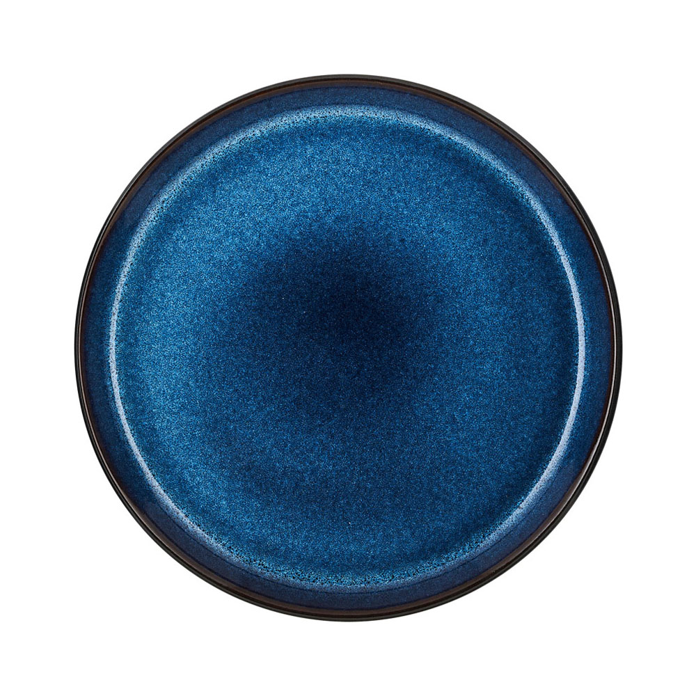 Speiseteller, Blau Schwarz, Steingut