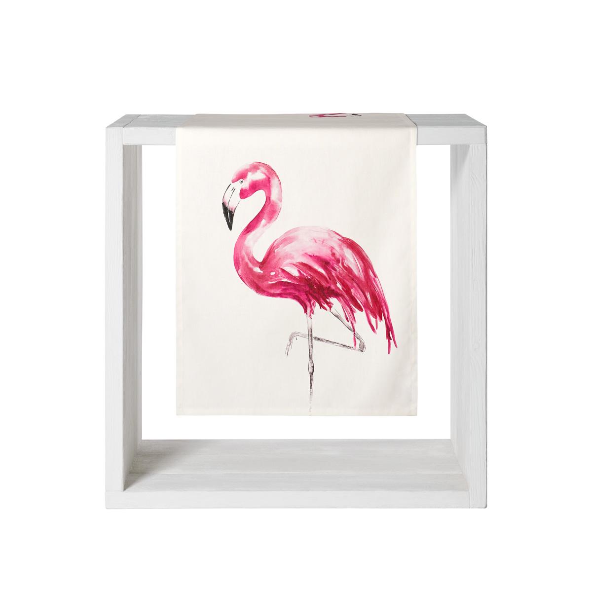 PROFLAX Tischläufer Pinco 2 fuchsia /Pink, Flamingo, natur 50x140 cm