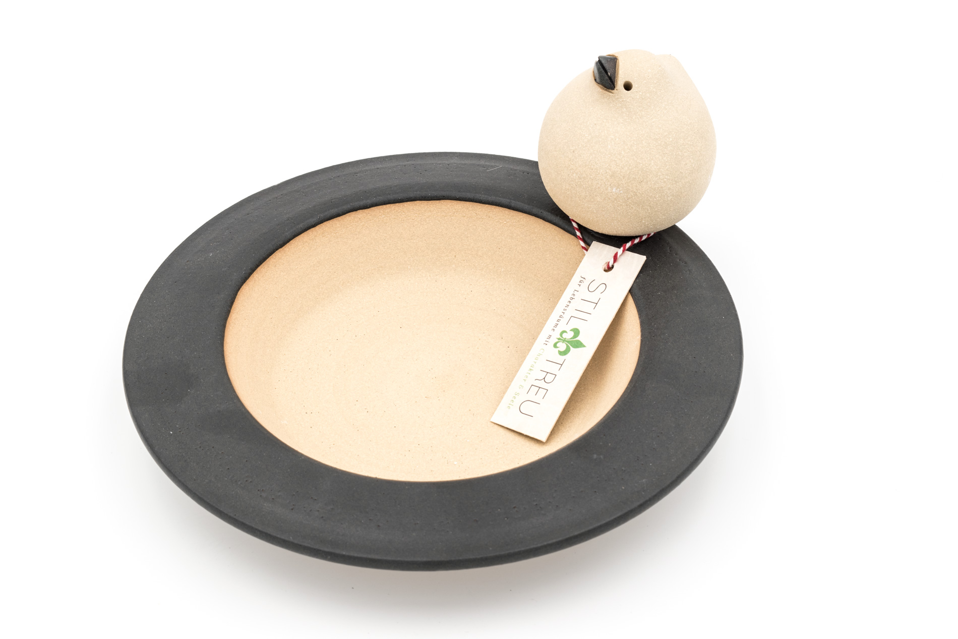 Vogeltränke klein, mit einem Vogel, Farbe Natur D ca. 27 cm