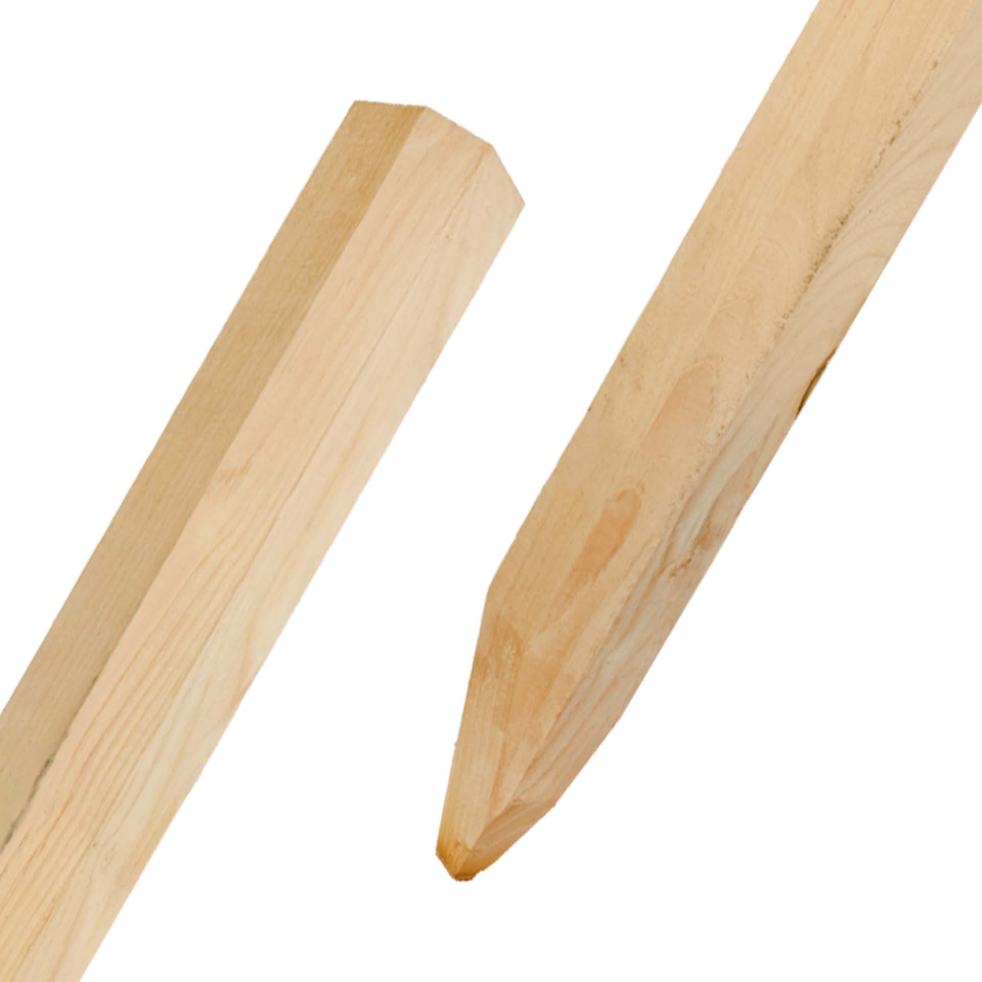 Fünfkantpfähle aus Kastanie, 200 cm Länge, Durchmesser 8-10 cm