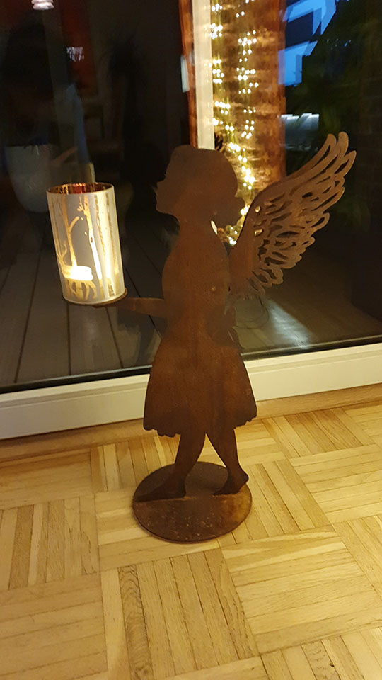 2911-1136 Edelrostengel mit Kerze