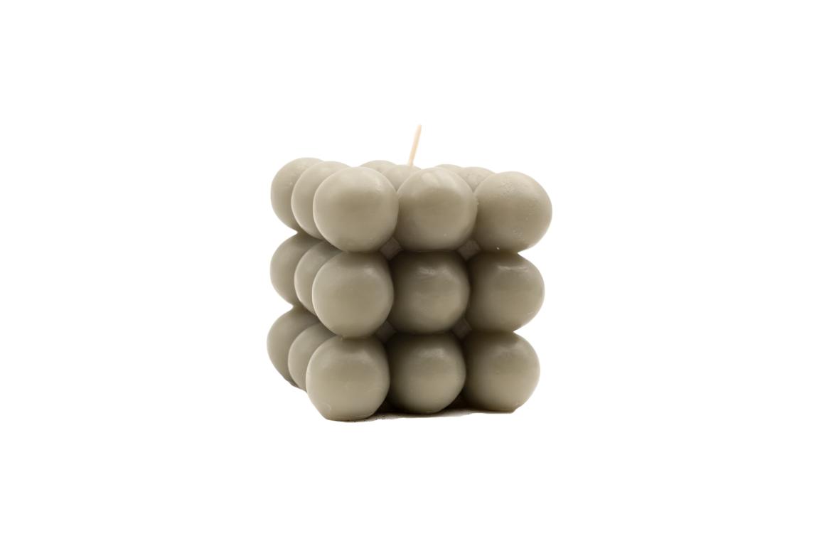 Kaars Bubble S, grijsgroen, 8x8cm, brandduur 22 h Kaars Bubble S, grijsgroen, 8x8cm, brandduur 22 h