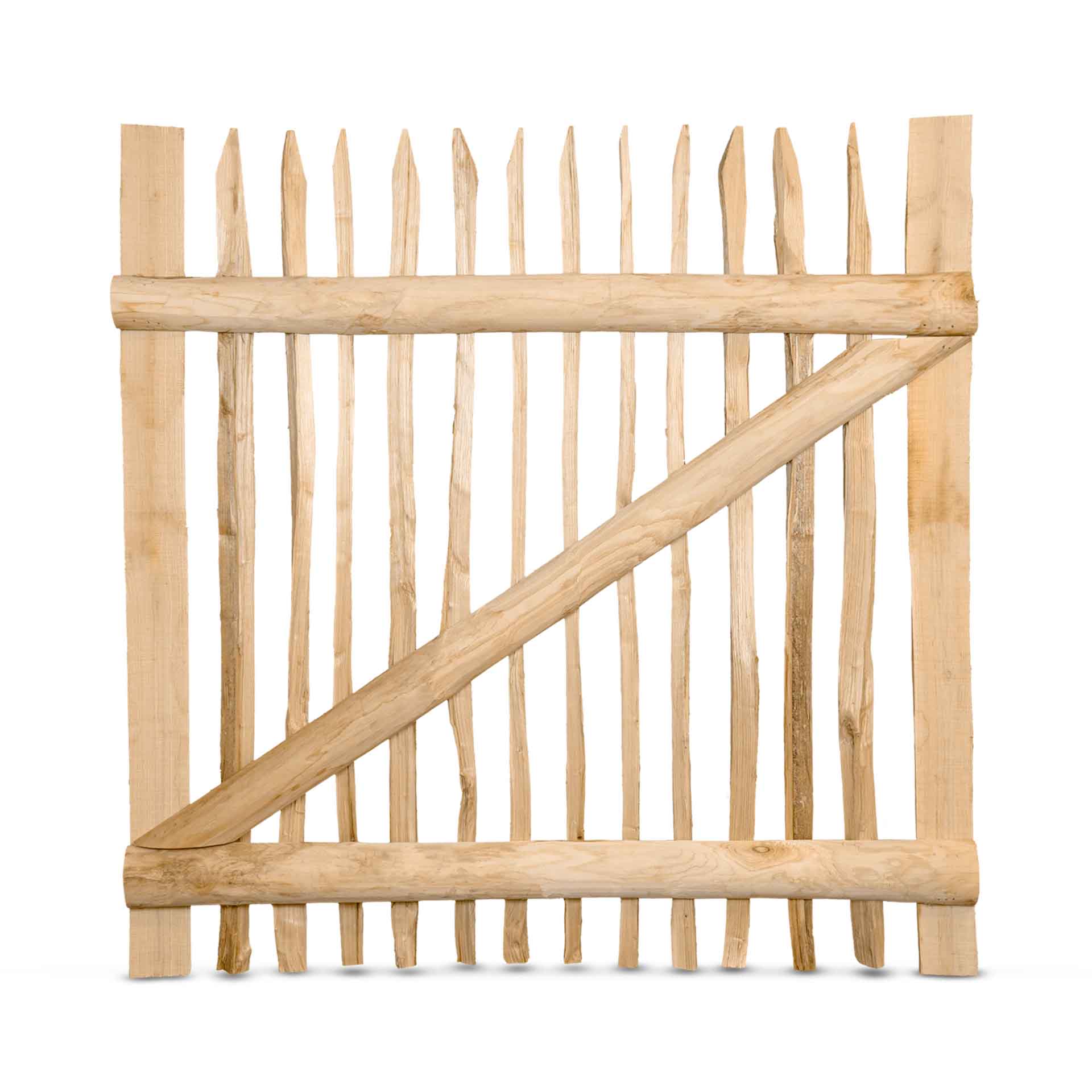 Staketenzaun-Tor (genagelte Ausführung), Edelkastanie B120 cm H120 cm