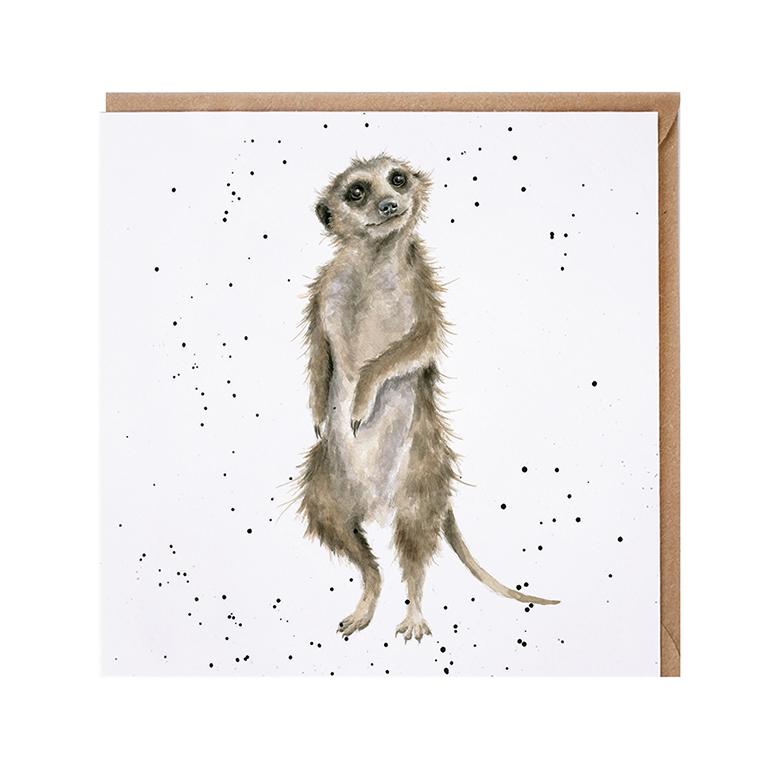 Wrendale Doppelkarte mit Umschlag, Erdmännchen stehend, 15x15 cm