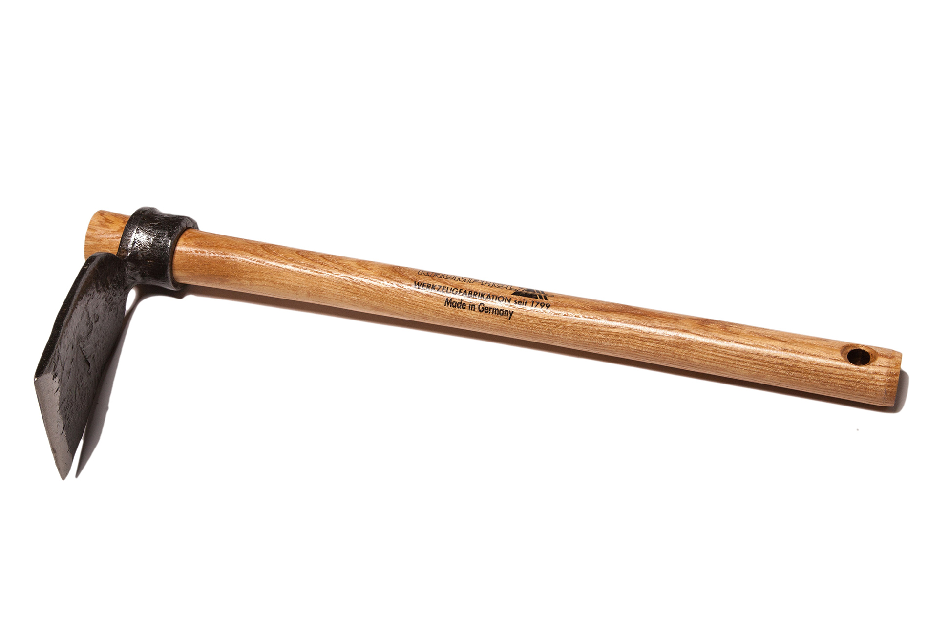 Krumpholz handhakmes (gesmeed) met rond oog en essenhouten handvat van 40 cm Krumpholz handhakmes (gesmeed) met rond oog en essenhouten handvat van 40 cm