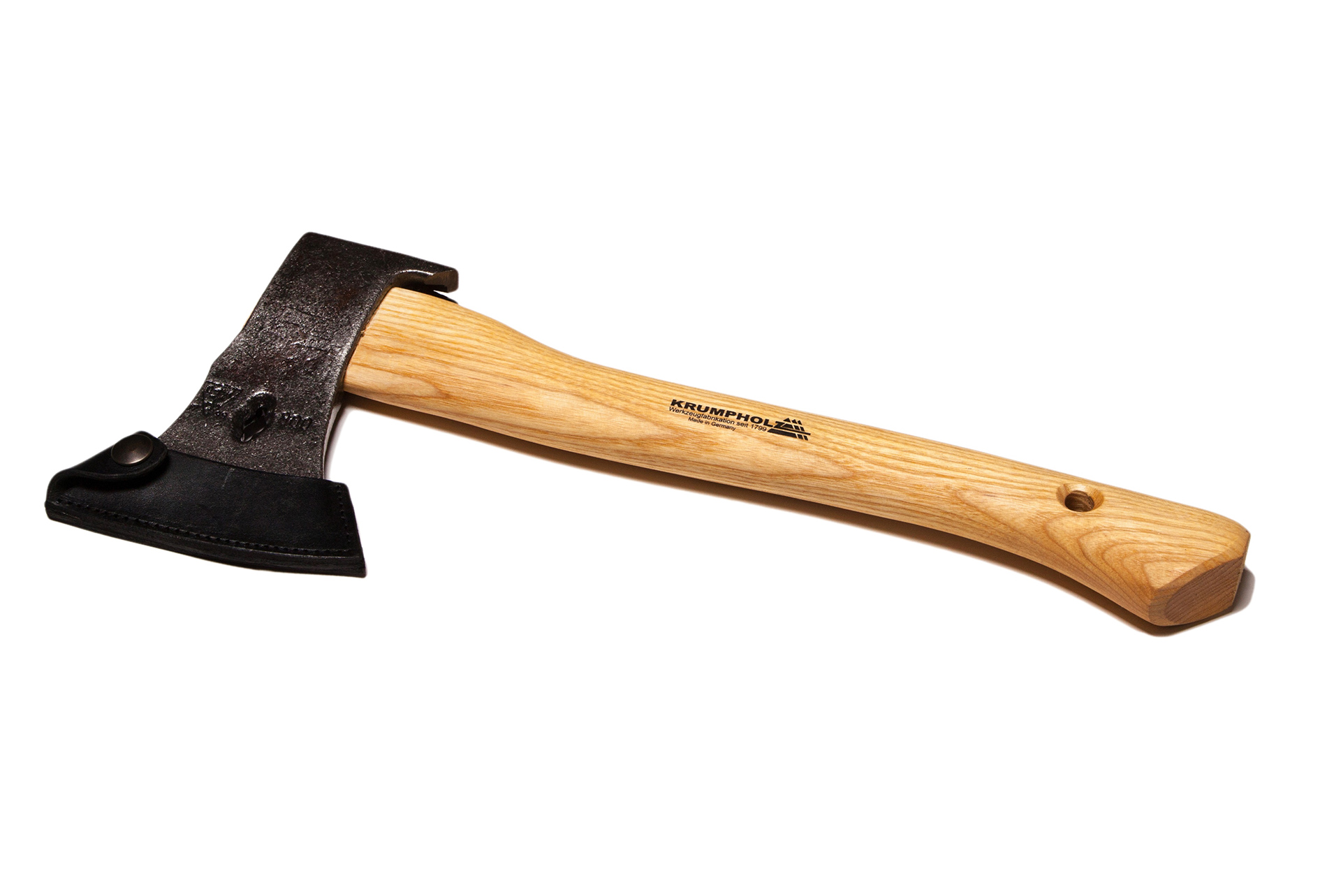 Krumpholz Freizeitbeil mit 2 Nagelzügen, gef. Eschenstiel (40 cm) und Lederschneidenschutz Krumpholz Freizeitbeil mit 2 Nagelzügen, gef. Eschenstiel (40 cm) und Lederschneidenschutz