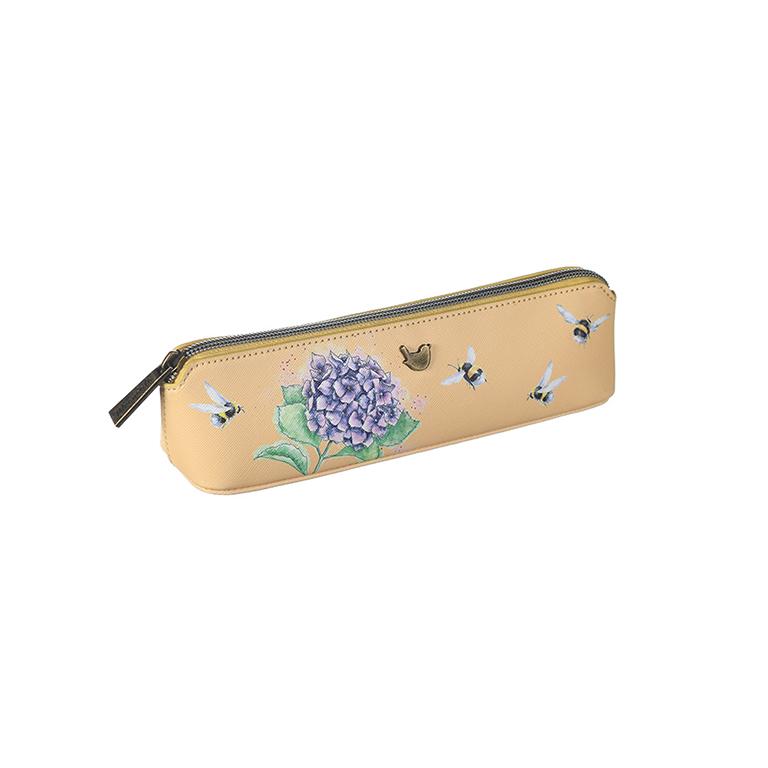 Wrendale Make-up Pinsel/Stifte Tasche, Motiv Hummel und Hyazinthe "Busy Bee", gelb, 20,5x5x6cm