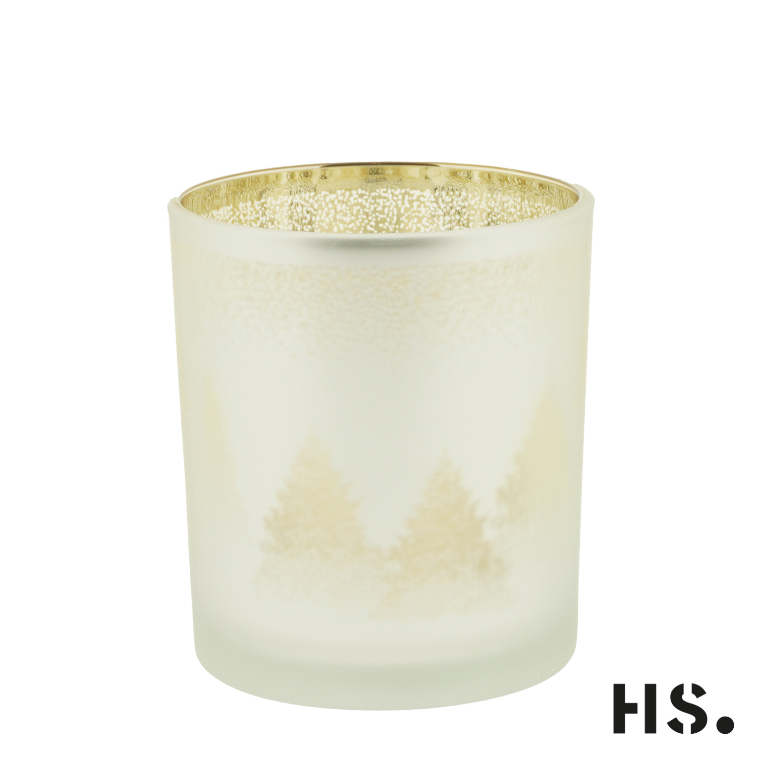 Teelichtglas milchig Waldlandschaft