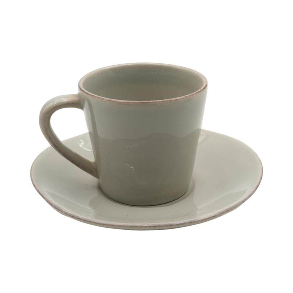 Costa Nova, Gedeck für Kaffee oder Tee, 2-teilig /  Ober- und Untertasse Nova, grau, 0,19 l