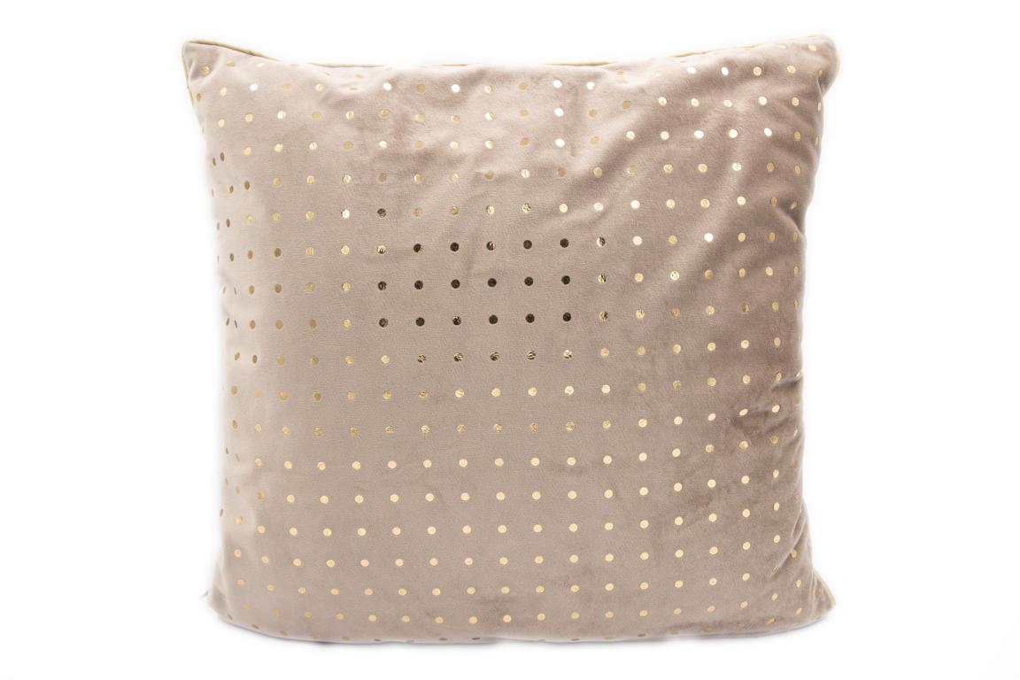 kussenhoes Bivio met gouden stippen, taupe, 40x40 cm