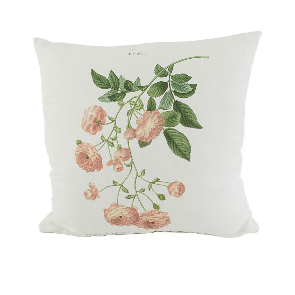 Kissenhülle Rose, 50x50 cm, Motiv Rosenzweig mit mehreren Blüten