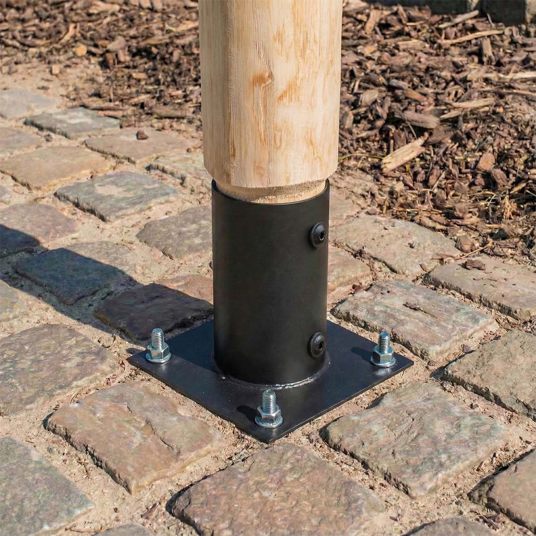 Aufschraubhülse (80 mm) für Rundholzpfosten, pulverbeschichtet, schwarz