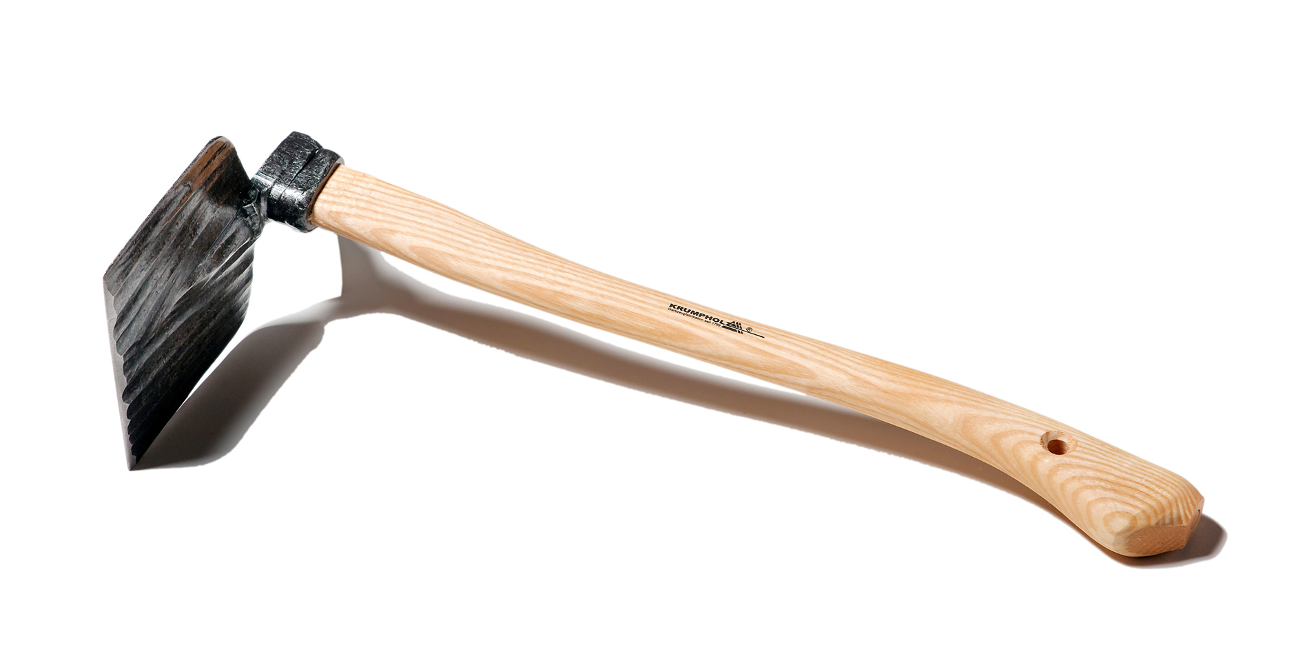 Krumpholz handschoffel, Regensburg vorm, met essenhouten koeienhuid handvat (48 cm) Krumpholz handschoffel, Regensburg vorm, met essenhouten koeienhuid handvat (48 cm)