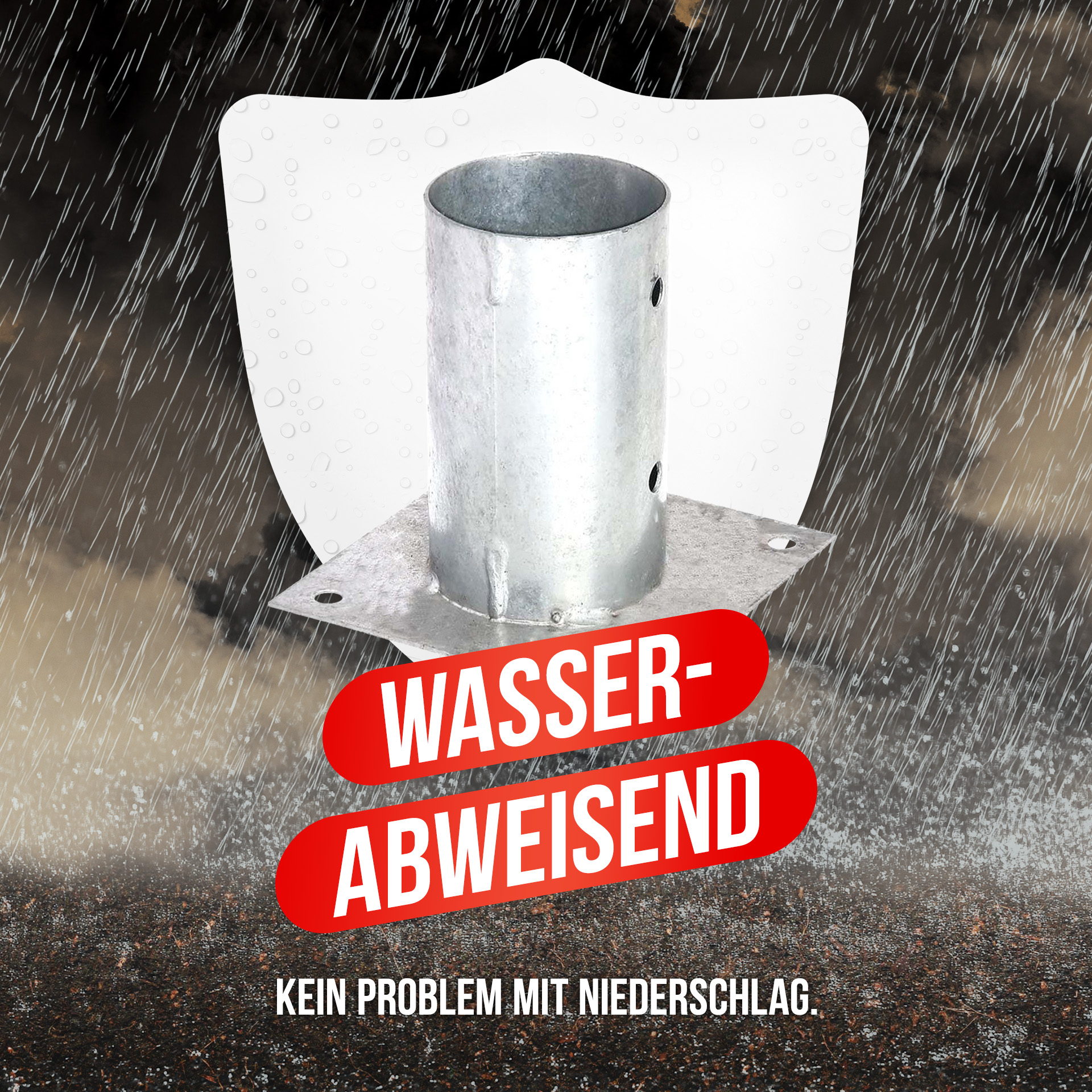 Aufschraubhülse (80 mm) für Rundholzpfosten, feuerverzinkt, silber