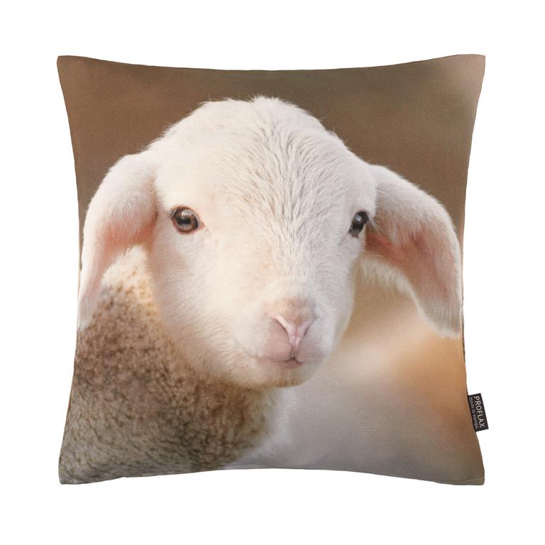 Proflax Kissenhülle Fotomotiv Lamm beige braun 40 x 40 cm