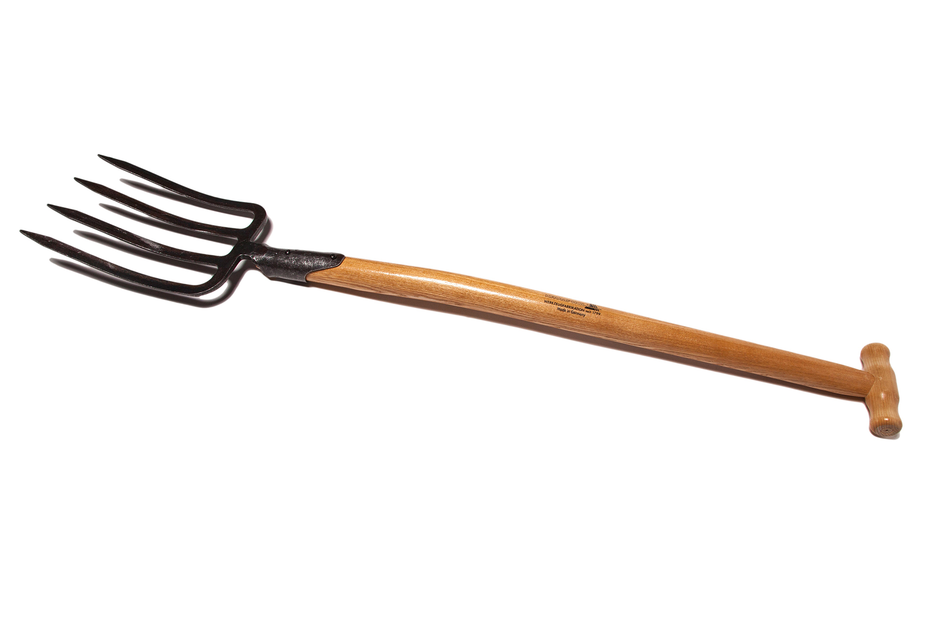 Krumpholz Spatengabel mit Federdülle und Bajonettzinken und Eschen-T-Stiel 280x180 mm, 4 Zinken Krumpholz Spatengabel mit Federdülle und Bajonettzinken und Eschen-T-Stiel 280x180 mm, 4 Zinken