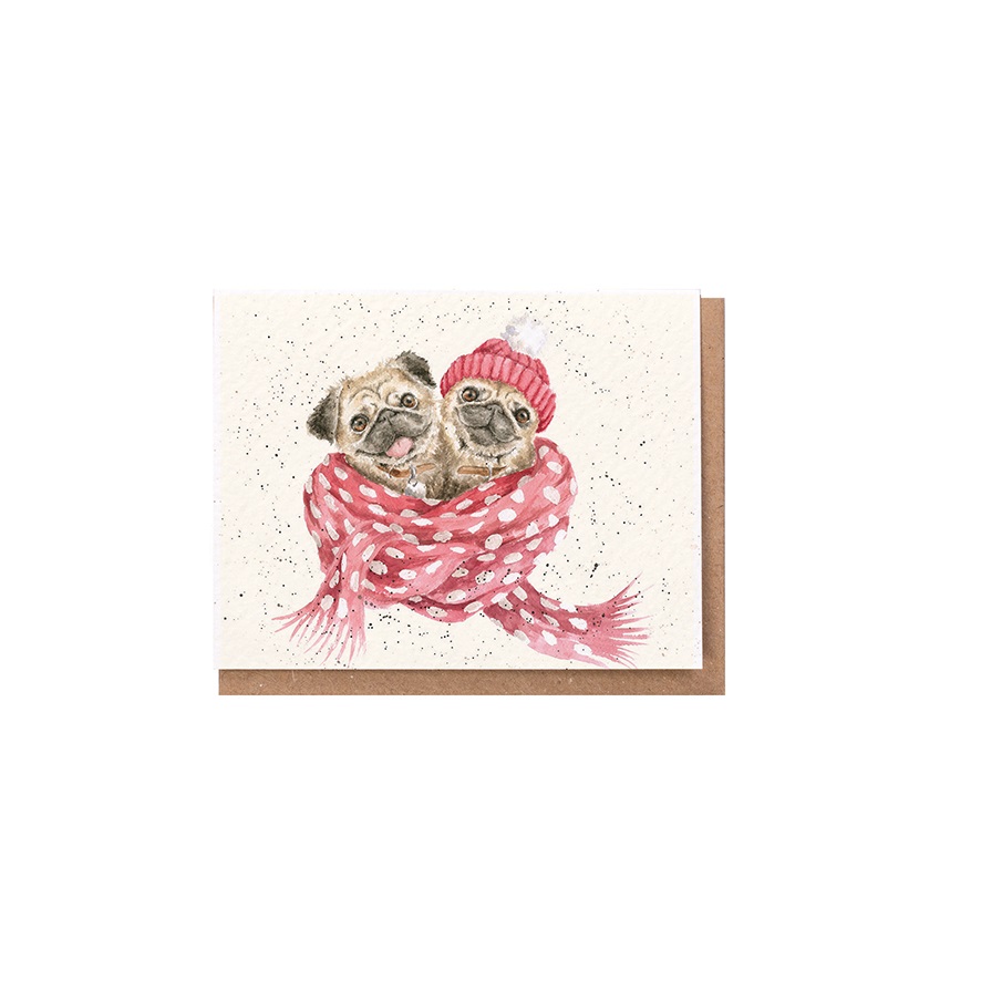 Wrendale Mini-Weihnachtskarte mit Umschlag, Motiv zwei Möpse "Snug as a Pug" Wrendale Mini-Weihnachtskarte mit Umschlag, Motiv zwei Möpse "Snug as a Pug"